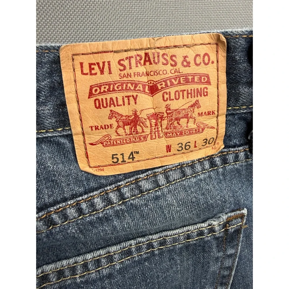 Levi's Vintage 514 Slim Straight Jeans Mens Blue Medium Wash 35x29